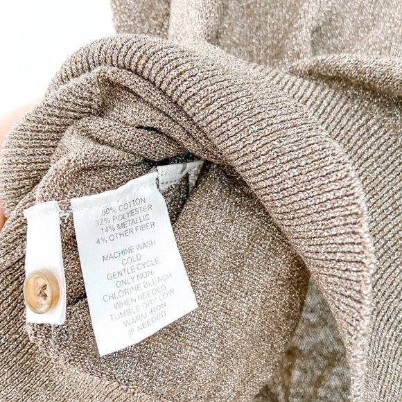 Ann Taylor neutral metallic short-sleeve sweater - Picture 3 of 4